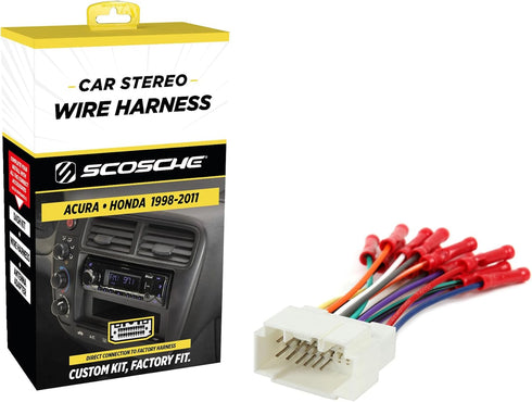 Scosche HA08BCB Aftermarket Radio Wiring Harness with Crimp Connectors for Select 1998-11