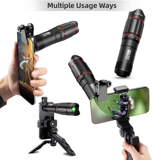 Andoer 25x 25X Macro Telephoto Smartphone Lens Kit with Phone Clip Holder, Telephoto Lens, Black