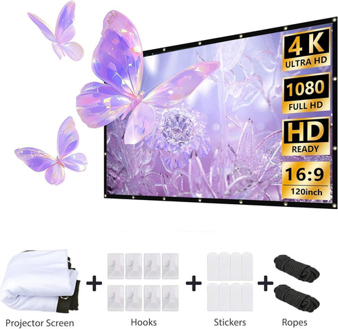 HCHIB 84 inch 16:9 Projector Screen Portable Projector Home Theater Movie Screen Foldable Indoor/Outdoor Support