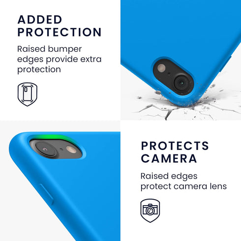 kwmobile TPU Silicone Phone Cover Case - Radiant Blue, Compatible with Apple iPhone SE (2022/2020), iPhone 8/7
