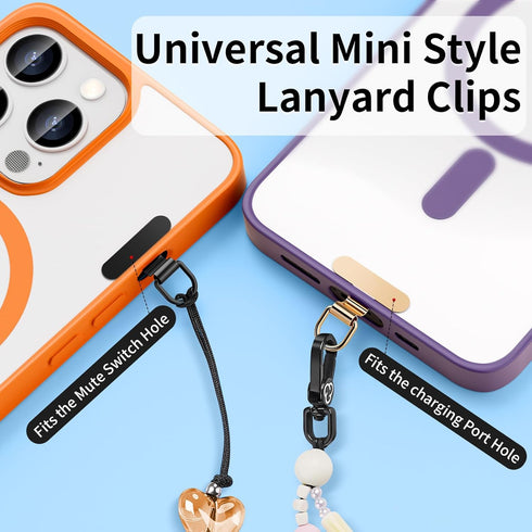saxsion Phone Charm Holder, Mini Metal Tether Tab - Ultra Thin Stainless Steel Lanyard Patch for iPhone, Universal