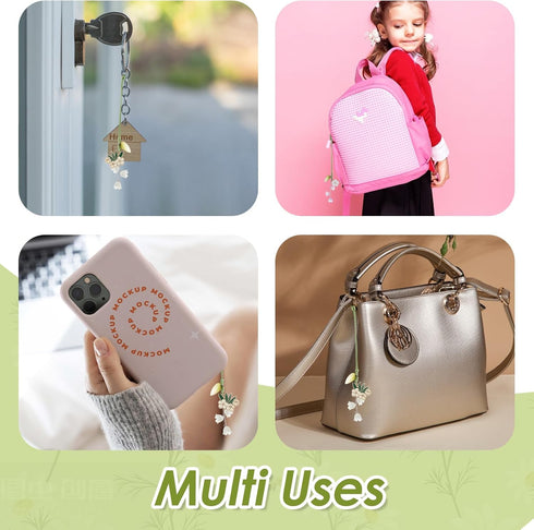 3pcs Cherry Blossom Daisy Flower Phone Charm, Handmade Mobile Phone Pendant, Cute Anti-lost Strap for Women