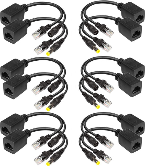 Passive PoE Injector and Splitter Kit with 5.5x2.1 mm DC Connector, RJ45 Power Over Ethernet