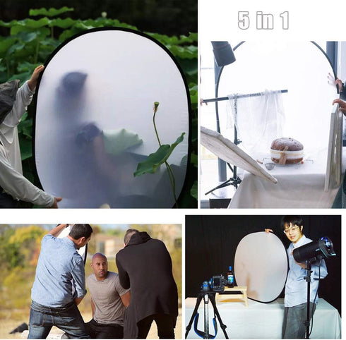 Konseen 5 in 1 Camera Lighting Reflector/Diffuser with Clip, 40"x 60"/100 x 150CM, Portable Multi-Disc for Photography