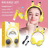 Yellow Kids Bluetooth Headphones, Cartoon Wireless Headphone with Microphone, Volume Reduced Foldable Headset for Travel