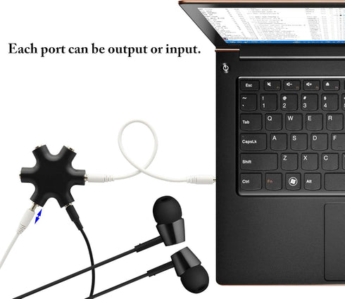zdyCGTime Headphone Splitter, 3.5mm Stereo Audio Adapter 6-Port Music Sharer with TRS Stereo Plug Cable