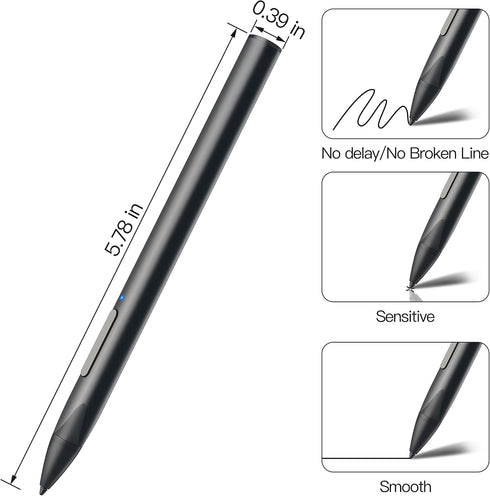 Stylus with Palm Rejection, 4096 Pressure Sensitivity, Compatible with Surface Pro X/8/7+/7/6/5/4/3, Rechargeable