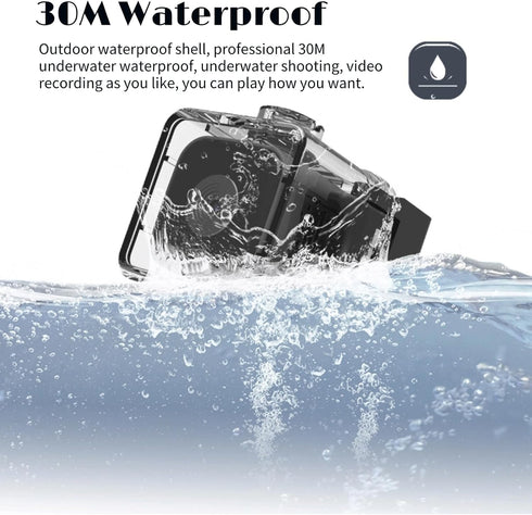 Yoidesu Dragon Touch 4K Action Camera, 20MP, Underwater Waterproof Sports Cam with Accessories Kit