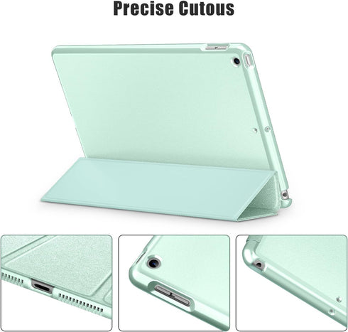 DTTO for iPad 9th/8th/7th Generation 10.2 inch Case, Premium Silk Pattern Slim Trifold Stand Cover - Matcha Green