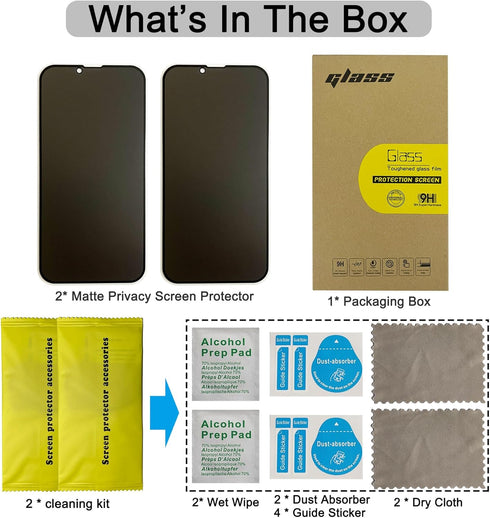 2-Pack Matte Privacy Screen Protector for iPhone 13 Pro Max/iPhone 14 Plus, Anti-Spy, Scratch Resistant, Full Coverage.