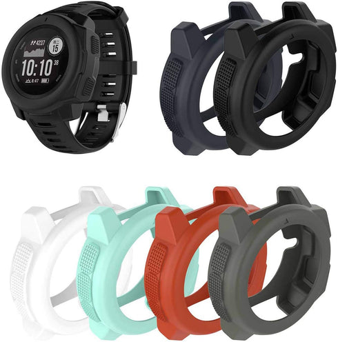 SplenSun Compatible Silicone Protective Cover for Garmin Instinct, Anti-Scratch Bezel Protector, 6 Packs