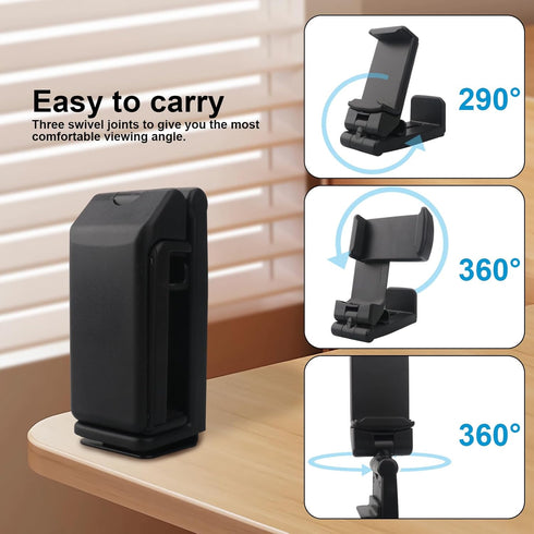 Airplane Phone Holder, Hands Free Compact Travel Phone Mount with 360 Degree Rotation for Universal Use