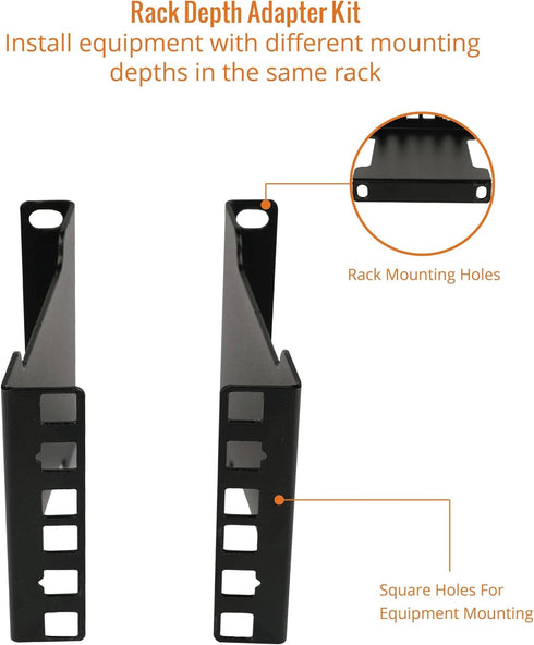 Server Rack Depth Extender - 2U, 4inch / 10 cm, TAA Compliant Rack Mount Adapter Kit, Network Rack Extender