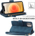 RANYOK Blue Wallet Case for iPhone 12/12 Pro (6.1 inch), Premium PU Leather Zipper Flip Folio with RFID Blocking