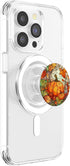 PopSockets PopGrip for MagSafe - Halloween Pumpkin Fall Leaves Round Stained Glass