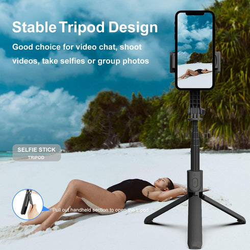 Gimbal Stabilizer for Smartphone, Selfie Stick Tripod with Remote Control, 360° Rotation for Group Selfies