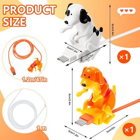 Dog Charging Cable Dog Smartphone USB Cable Charger USB Data Transmission Mini Humping Dog Cable for USB Charging Cable of Mobile Phones, Only Compatible with Type-c(Cute and Spot Style, 2 Pcs)