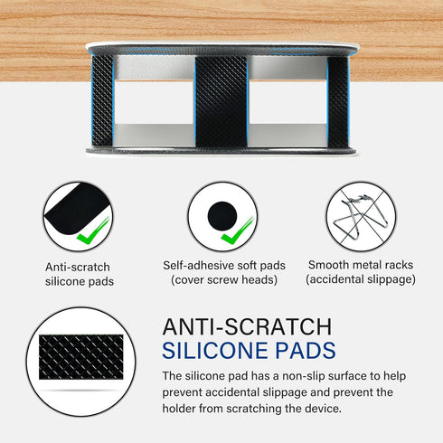 Under Desk Laptop Storage Mount, Metal Holder for Devices Thickness 1.37", with Anti-Scratch Silicone (White)