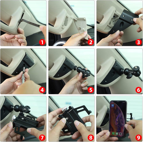 JeCar Phone Holder for 2018-2023 Dodge Ram 1500, A-Pillar Phone Mount Accessories, Aluminum Alloy