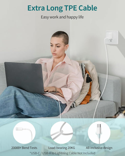 65W USB C Fast Charger Block, GaN PPS Compact Wall Charger for Laptops, Tablets & Phones with USB-C Cable