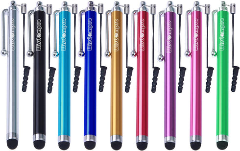 Wisdompro Stylus Pens for Touch Screens, 9 Pack of Universal Rubber Tip Stylus with Lanyard Tether for iPad, Tablet,