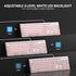 iRoboosta 104 Quiet Keyboard Wired Membrane Keyboard Pink, Full Size Keys Typewriter Key Board with Number Pad, White