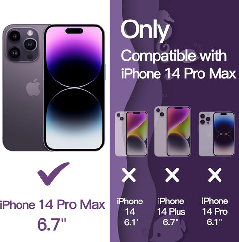 JETech Cute Case for iPhone 14 Pro Max 6.7-Inch, Wave Frame Curly Shape Shockproof Phone Cover for Women and Girls, Clear Hard PC Back (Deep Purple)