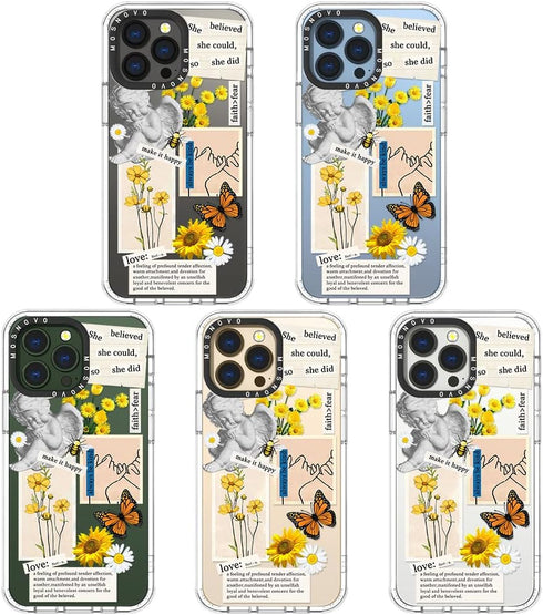 MOSNOVO Case for iPhone 13 Pro - Clear TPU Bumper Phone Case with Military-Grade Drop Protection, Vintage Art
