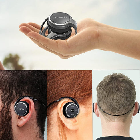 itayak Behind The Head Headphones, Bluetooth 5.0 Neckband, Lightweight Foldable Wireless Sports Sweatproof Headset