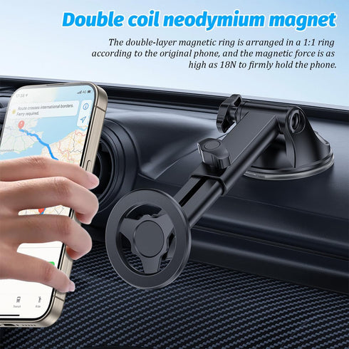 TNAIYH 360 Magnetic Car Phone Holder, Adjustable Vehicle Cell Phone Mount with Suction Cup Stand, Automotive Smartphone