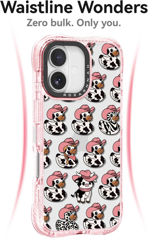 Rosarnnah 16 20 (6.1") for iPhone Case Cute - Military-Grade ft Drop Protection Shockproof Phone Case - Funny Milk Cow