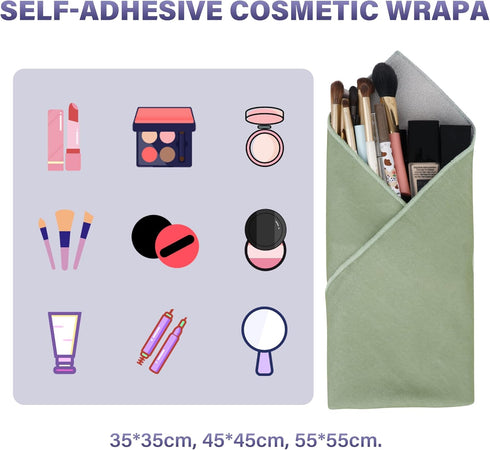 Walking Way Self-Adhesive Magic Cloth Makeup Bag, Portable Protective Cosmetic Pouch, Stylish Travel Organizer for