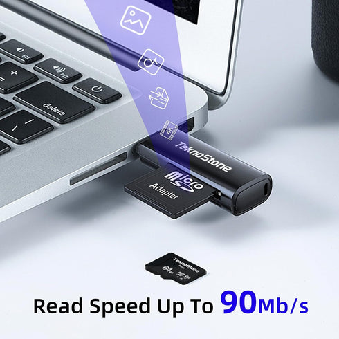 Teknostone 64GB 90MB/s 50MB/s C10 U3 V30 A1 (3 Packs) Basic MicroSDXC Flash Memory with Adapter Read Write UHS-I Rated