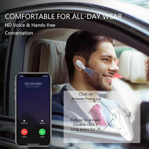 V5.0 Headset 8 Kendir Bluetooth Earpiece, Wireless Headphone Cell Phone Hrs Talking with Noise Cancelling Mic, Volume