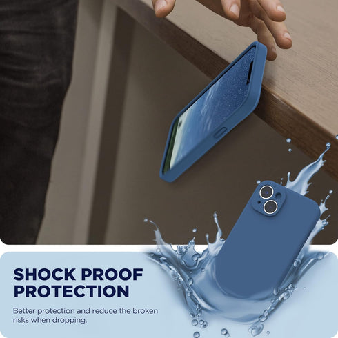 Blue Jay Liquid Silicone Phone Case for iPhone 14 with Screen Protector, Camera Protection + Soft Microfiber Lining,