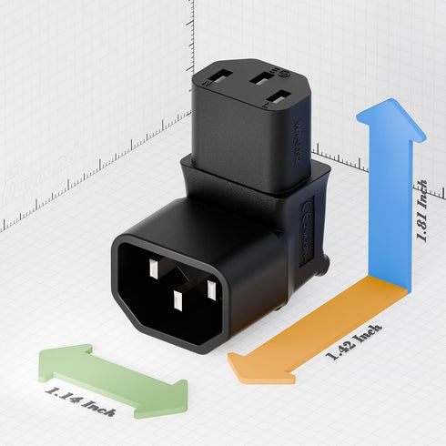 Vellcon 320 C14 C13 90 3Pole 90Degree IEC to Power Adapter PDU Plug/Socket Down Degree Wall-Mounted LCD TV AC Connector