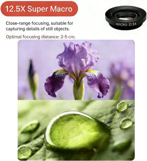 RayHenry 2 1, 0.45X 12.5X Phone Camera Lens Kit in Wide Angle Lens+ Macro Lens, Cell Phone Len Attachments Accessory