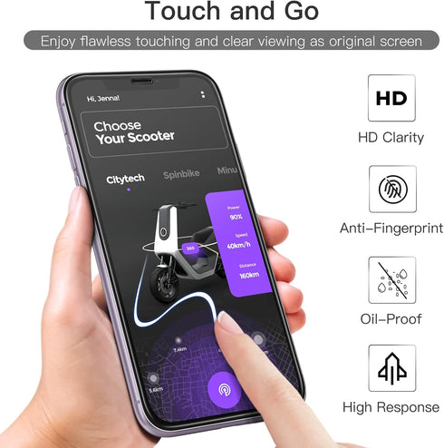 JETech 3-Pack Full Coverage Tempered Glass Screen Protector for iPhone 11/XR 6.1", Black Edge, HD Clear, Case-Friendly.