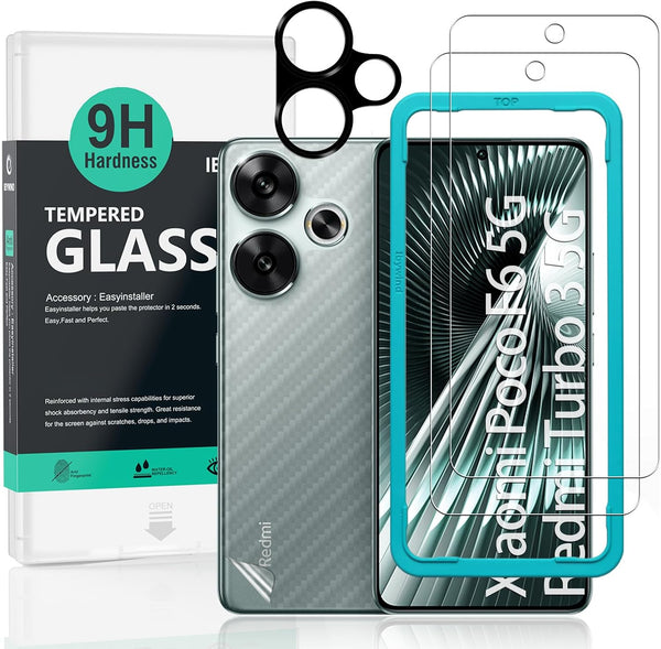 Ibywind 2 Pack Screen Protector for Xiaomi Poco F6 5G/Redmi Turbo 3 5G 6.67", 9H Hardness Tempered Glass, with 1Pc