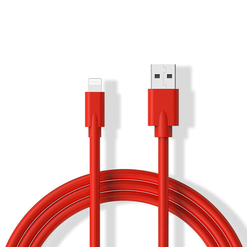USB 2.0 to Lightning Cable Charger Cord - MFi Certified for iPhone 12 11 Pro Max X XR XS 8 (Red)