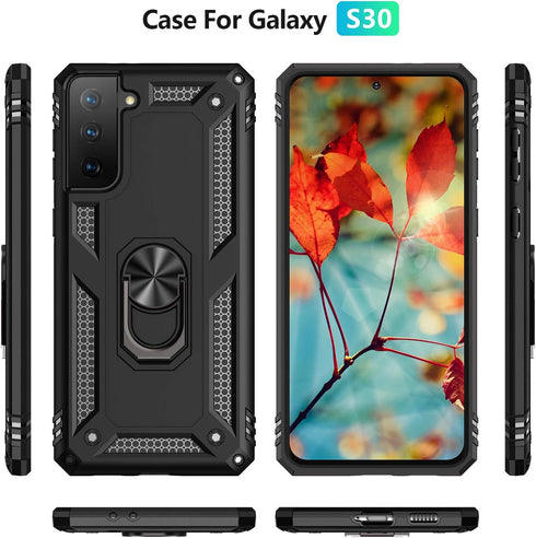 Androgate for Samsung Galaxy S21 5G Case, Military-Grade Metal Ring Holder Kickstand, Shockproof Cover