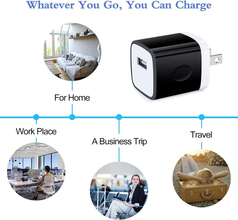 Type C Wall Charger with 6ft USB C Cable, 5V/1A for Samsung Galaxy S24, S23 Ultra, Pixel 8 Pro, and more.