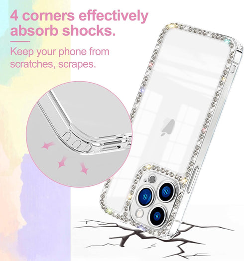 Cute Bling Diamond Rhinestone Clear Case for iPhone 11, Luxury Fashion Protective 3D Phone Case for Girls & Women