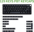 PBT Keycaps 129 Keys Minimalist Black Keycaps - Dye Sublimation Custom Keycaps for Cherry Gateron MX Switches Mechanical