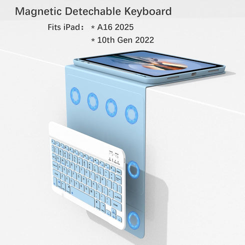 Divufus 11th (A16) 2025, 10th 2022 3 Keyboard Case for iPad Generation for iPad Generation [Magnetic Detachable