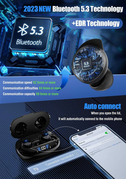 True Wireless Earbuds Bluetooth 5.3, Waterproof IPX7 Earbuds for iPhone Android, Sports Workout Running Headphones