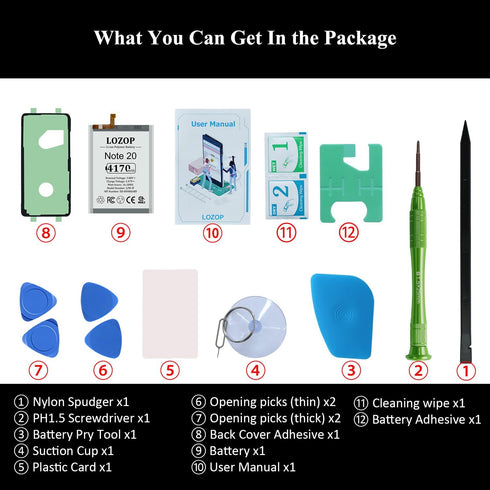 Note 20 / Note 20 5G Battery Replacement Kit for Samsung Galaxy Note 20 SM-980F / Note 20 5G SM-N981U/U1/B/N/W with