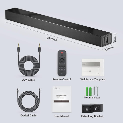 Sound Bar for TV with Surround Sound System, Bluetooth/HDMI ARC/Optical/AUX/USB, 31 Inch Speaker for Enhanced Audio