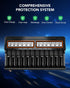 WAVYPO 18650 12 LiFePO4 21700) Battery Charger, Bays Smart Universal LCD Charger for Rechargeable Li-ion IMR AA AAA