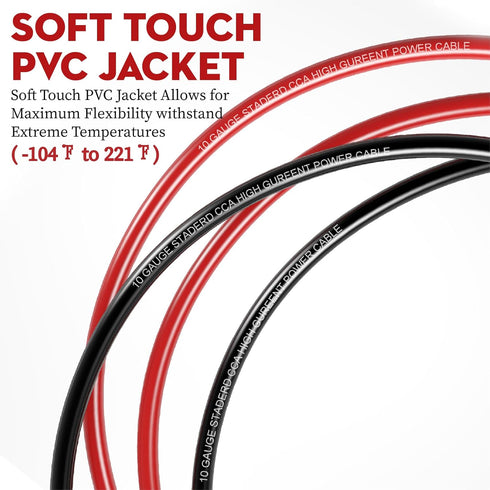 100FT 10 Gauge Wire (50ft Each- Black/Red) with 4 40A Fuse Holder, Copper Clad Aluminum for Automotive Power & Ground